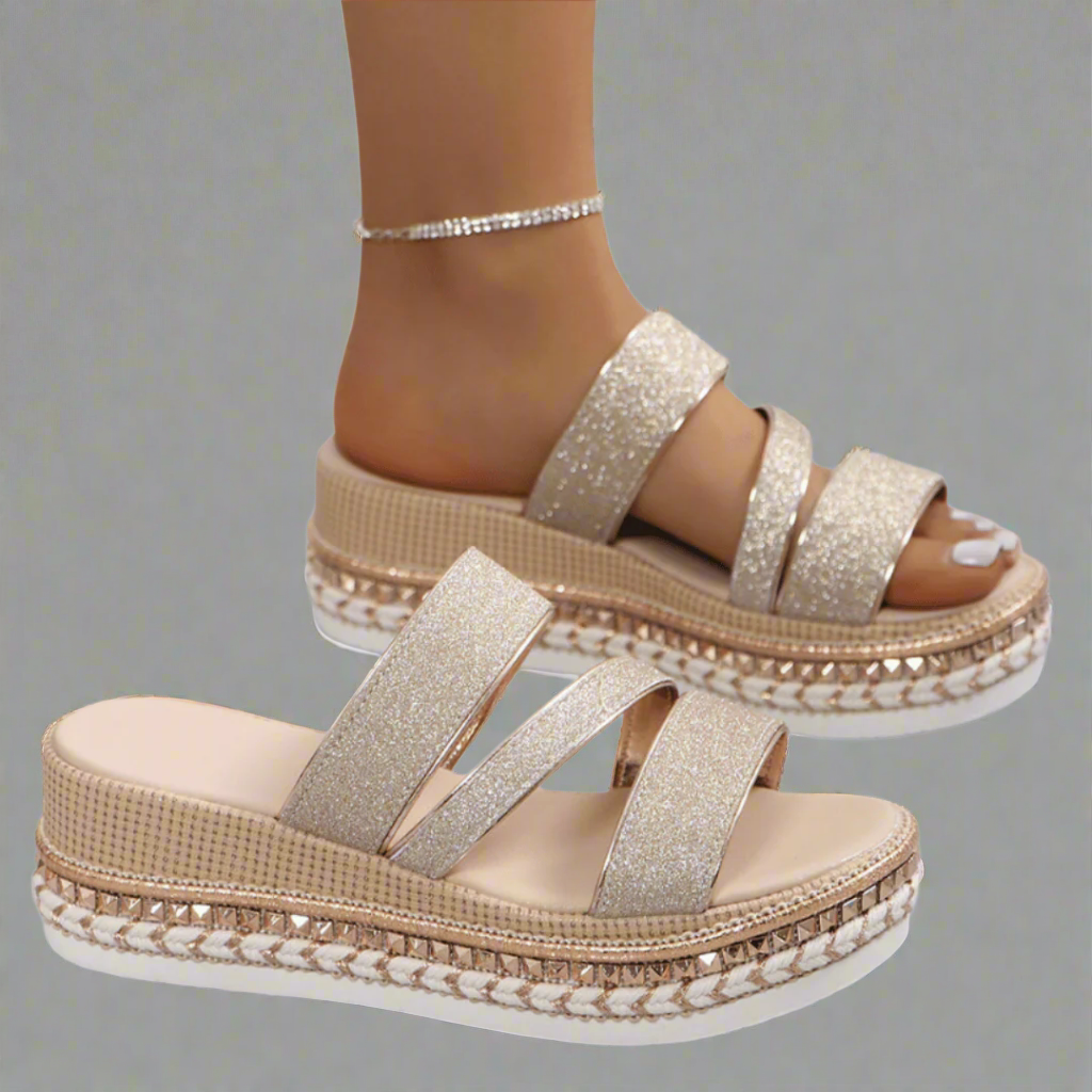 Helga | Sandálias Wedge Confortáveis de Material Premium