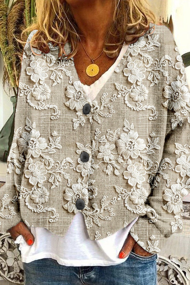 Georgina - Cardigã Floral Elegante