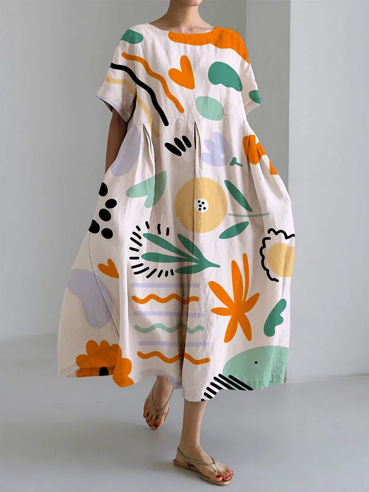 Milena | Vestido comprido colorido com conforto leve e impressão artística para um estilo de verão único
