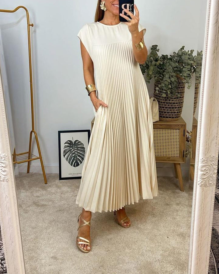 Amelia - Sem mangas com pregas Vestido