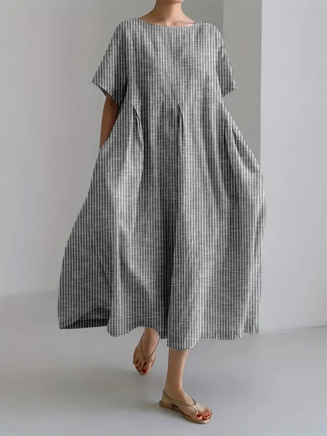 Bianca | Vestido comprido casual com corte descontraído e estilo retro para todos os dias