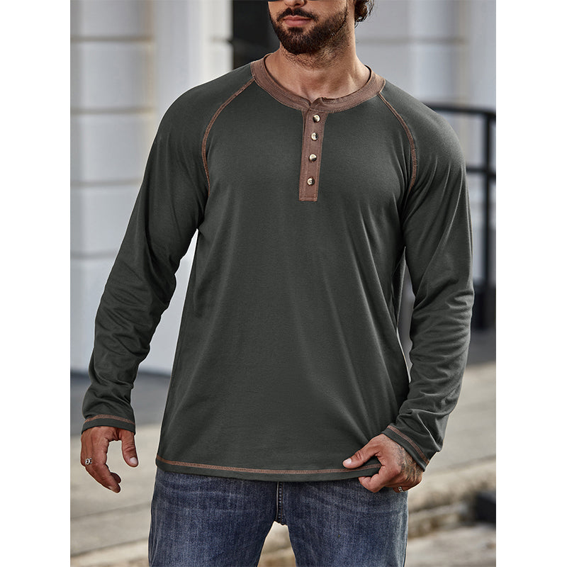Camisa de algodão Henley