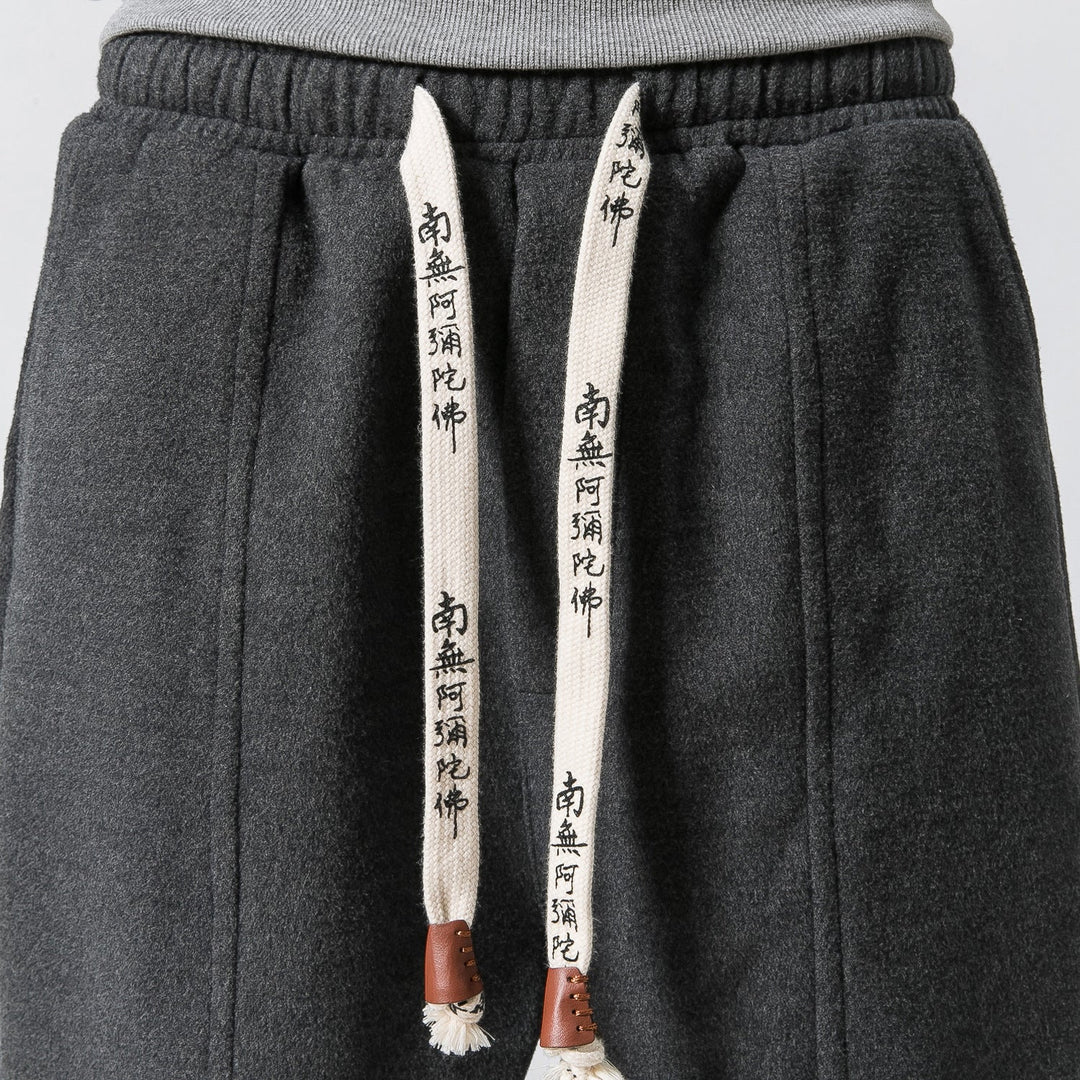 Ayu - Calças de inverno grossas cinzentas escuras tipo harém
