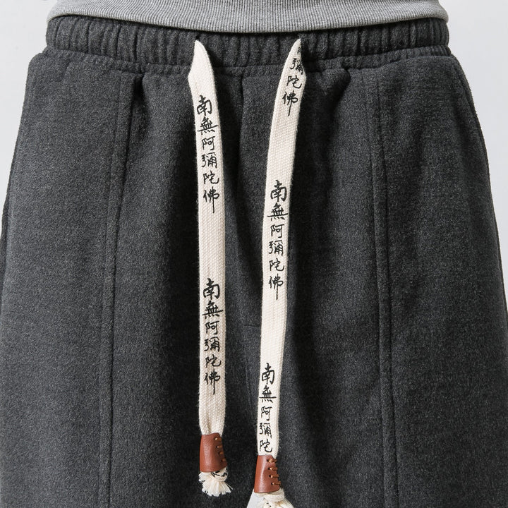 Ayu - Calças de inverno grossas cinzentas escuras tipo harém