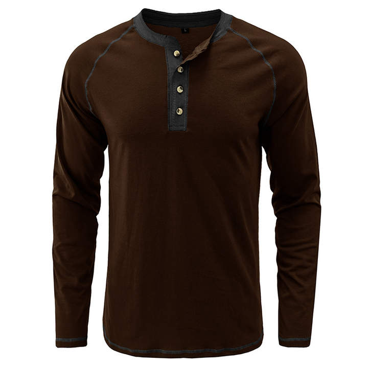 Camisa com gola de algodão Henley