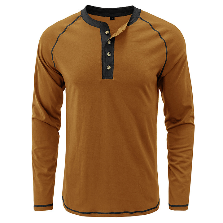 Camisa com gola de algodão Henley