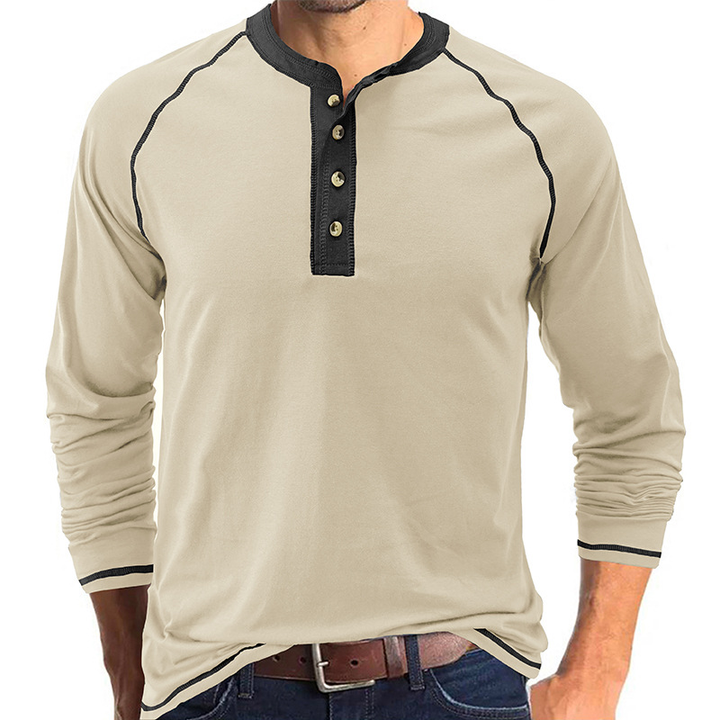 Camisa com gola de algodão Henley