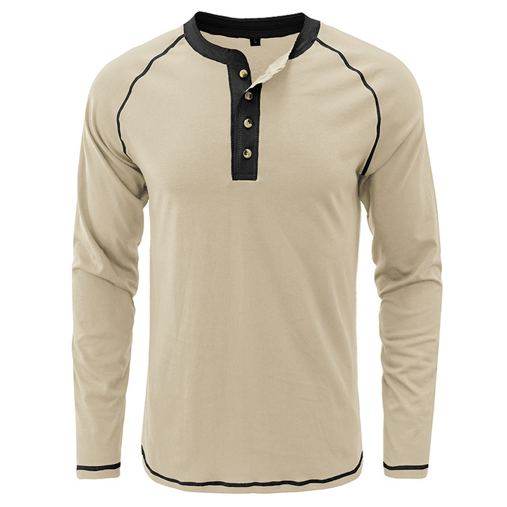 Camisa com gola de algodão Henley
