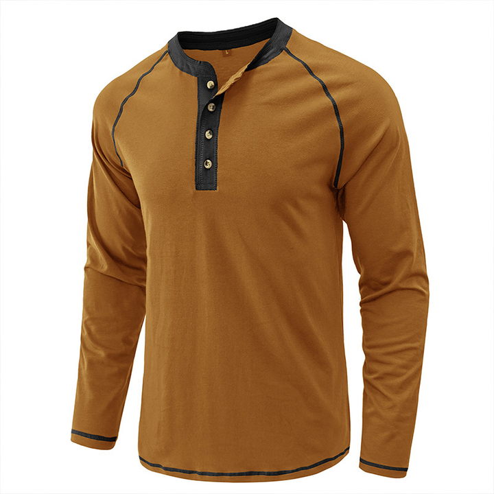 Camisa com gola de algodão Henley