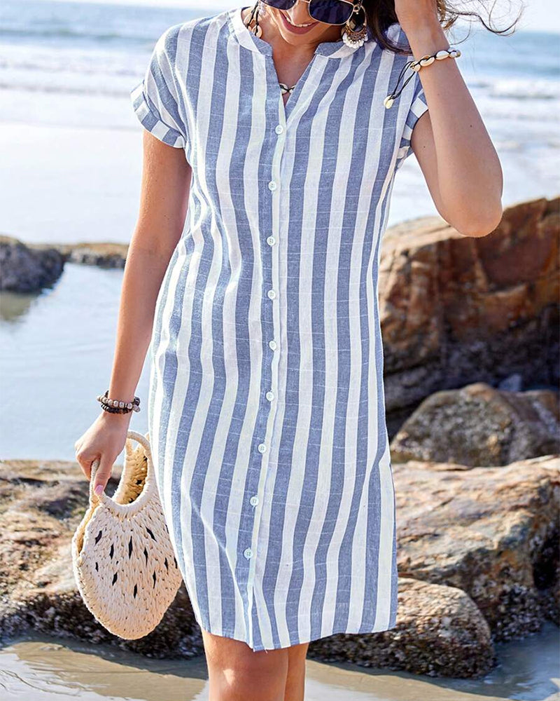 Fernanda – Camisa Vestido Listrada Elegante