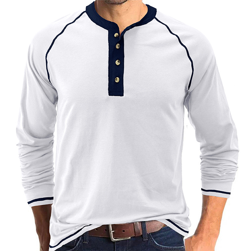 Camisa com gola de algodão Henley