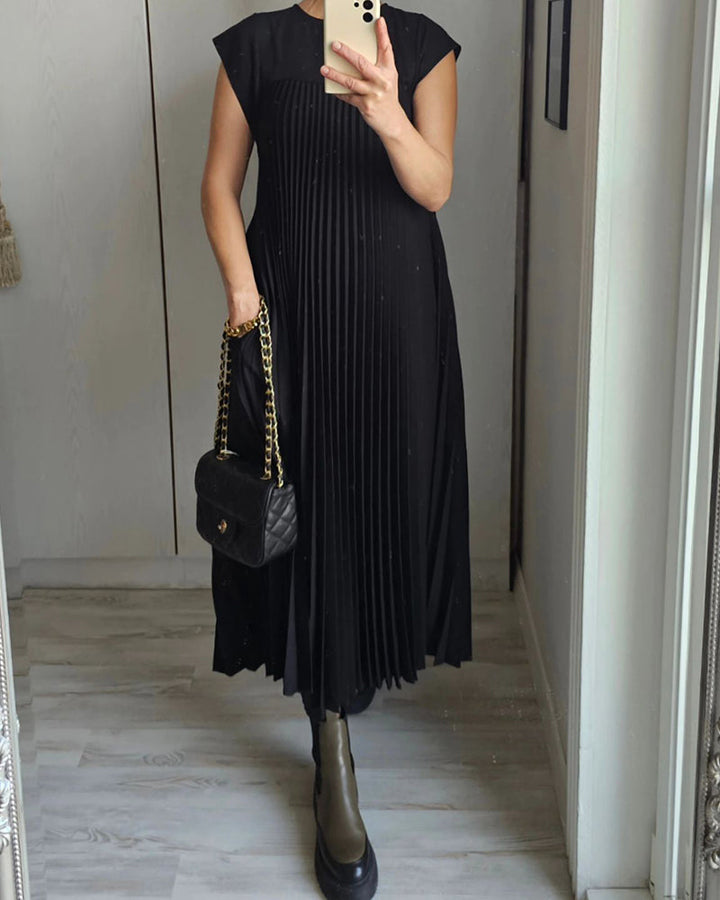 Amelia - Sem mangas com pregas Vestido