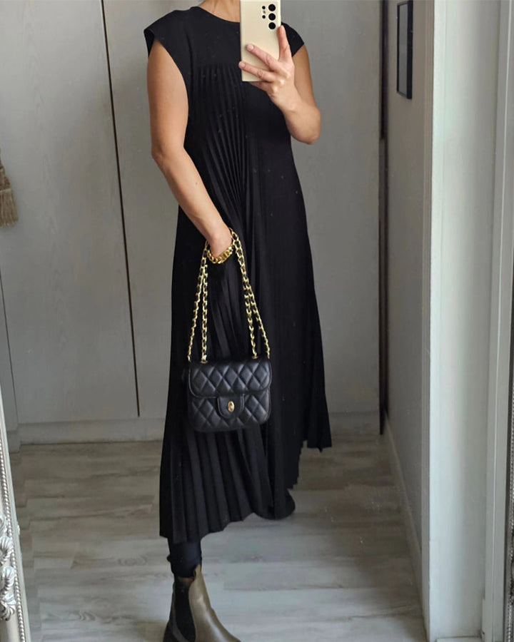 Amelia - Sem mangas com pregas Vestido