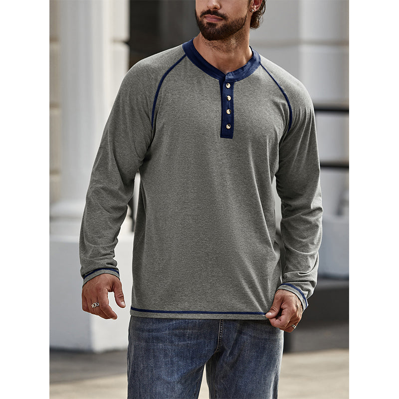 Camisa de algodão Henley
