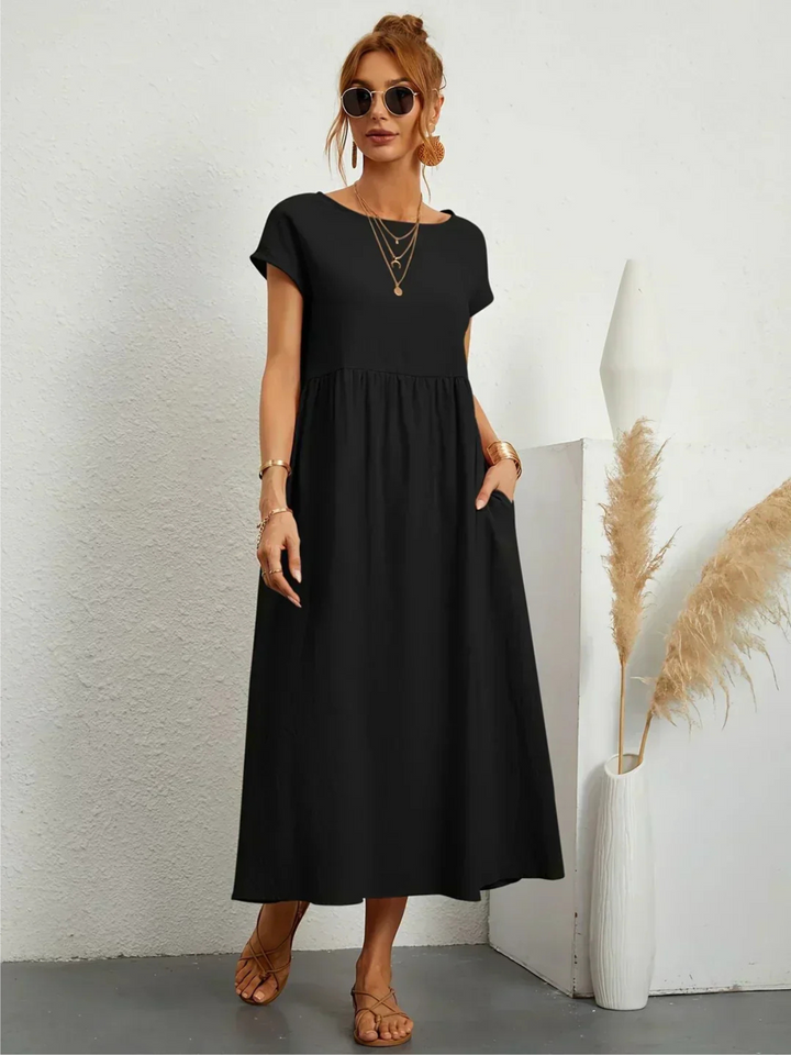 Jenna – Vestido Elegante com Decote Redondo