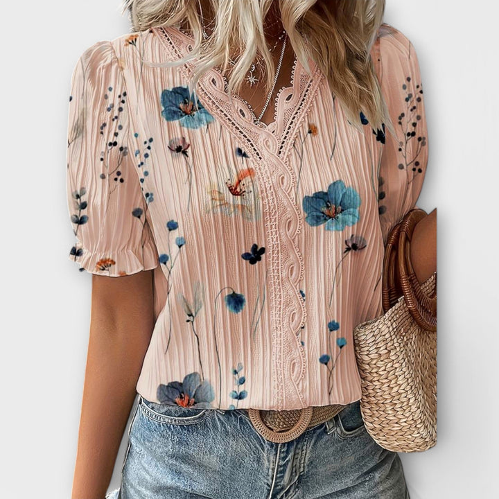 Bruna - Blusa elegante com um decote pontiagudo