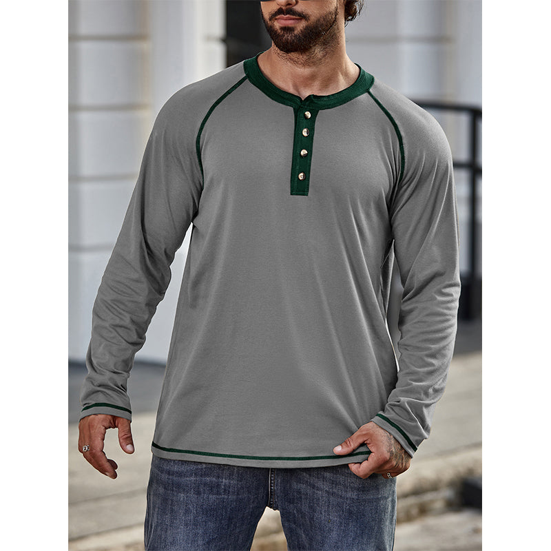 Camisa de algodão Henley