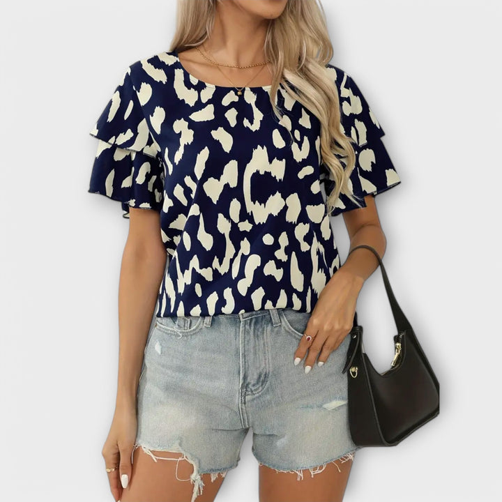 Carla - Blusa casual com decote redondo