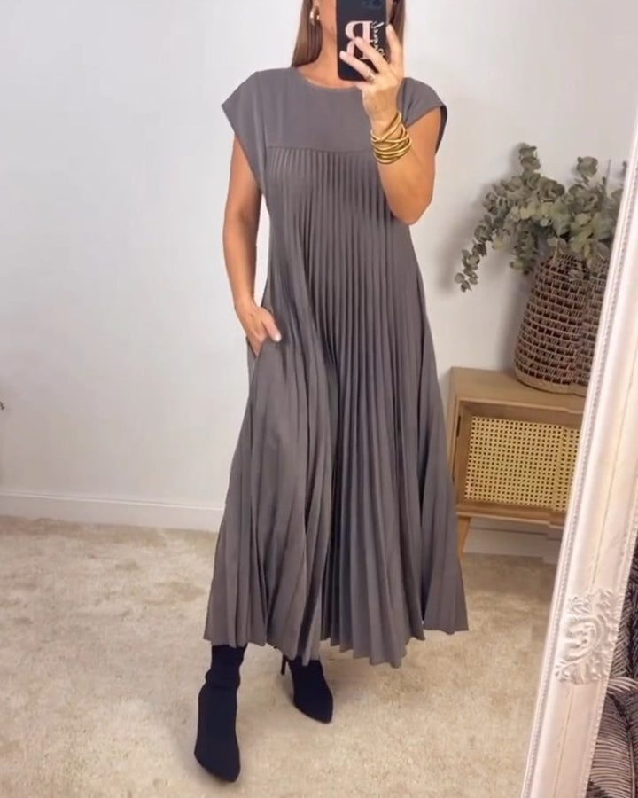 Amelia - Sem mangas com pregas Vestido