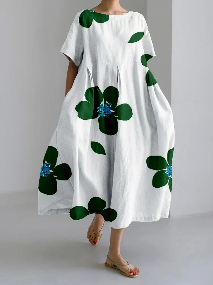 Caterina | Vestido comprido de verão com flores brilhantes e conforto suave para os dias de sol