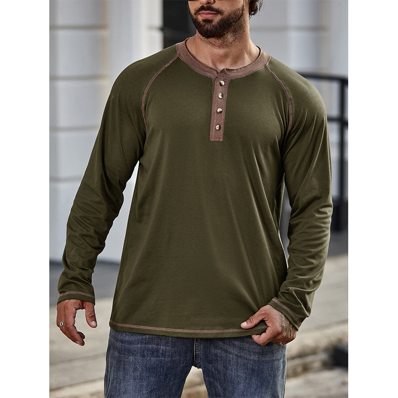 Camisa de algodão Henley