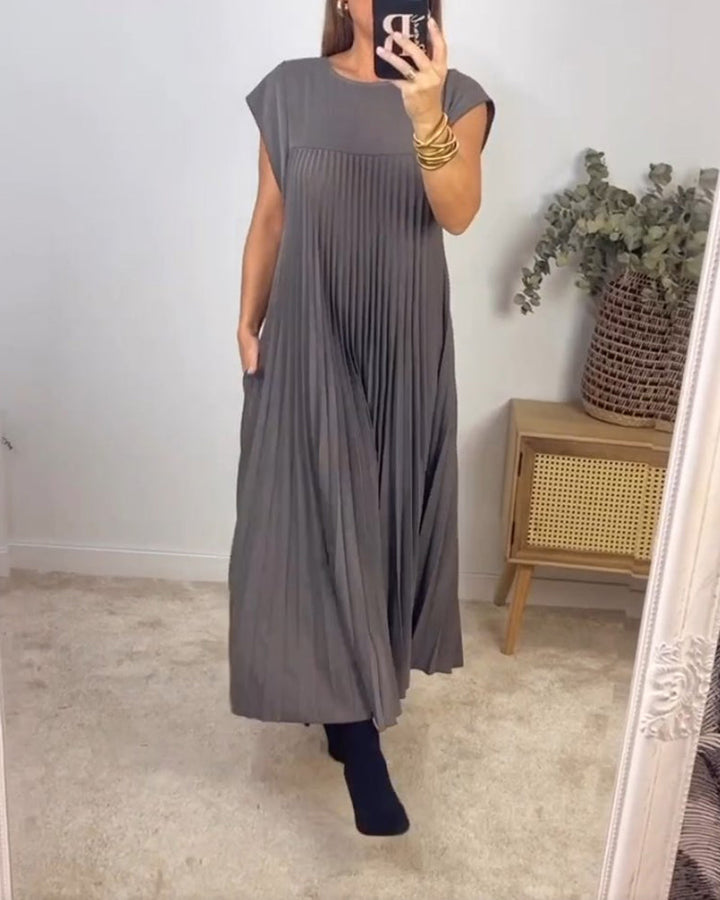 Amelia - Sem mangas com pregas Vestido