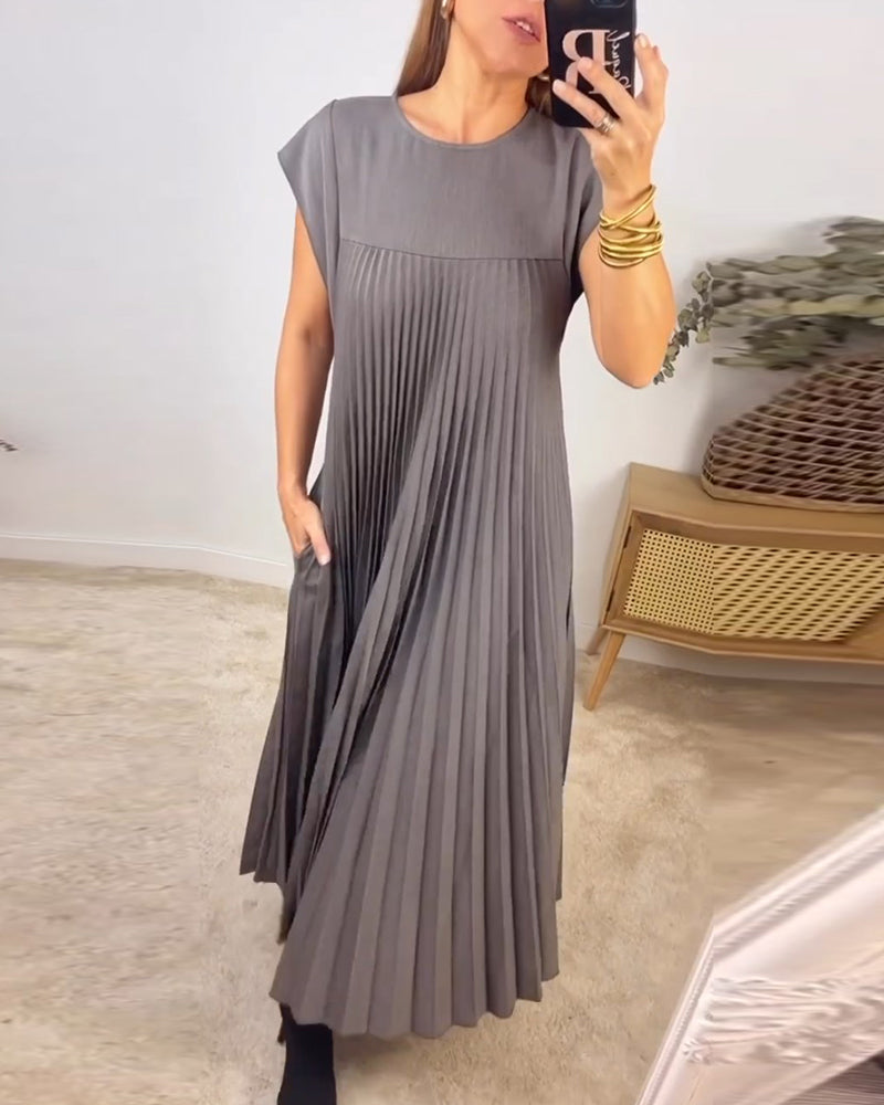 Amelia - Sem mangas com pregas Vestido