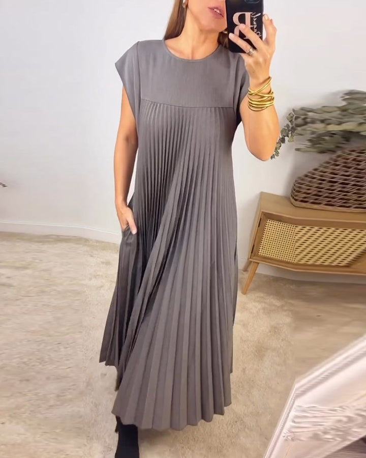 Amelia - Sem mangas com pregas Vestido