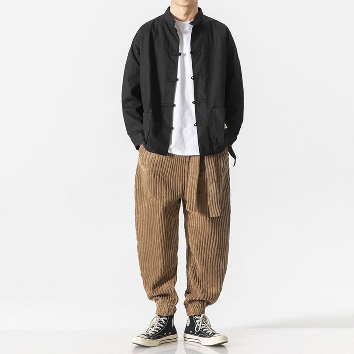 Keisuke - Calças de veludo camel