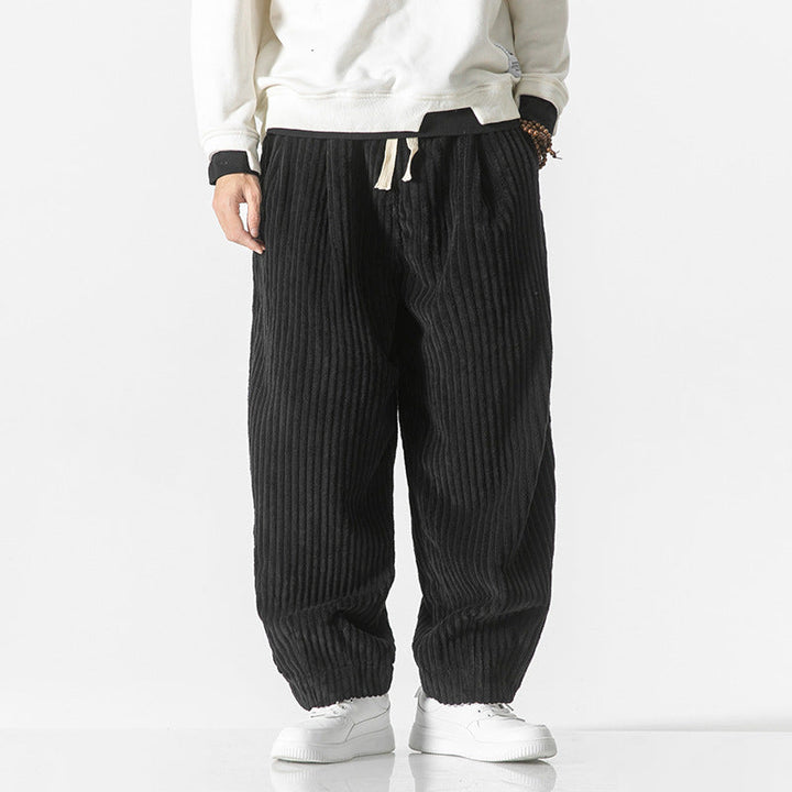 Masaaki - Calças de veludo às riscas Cinzento Preto