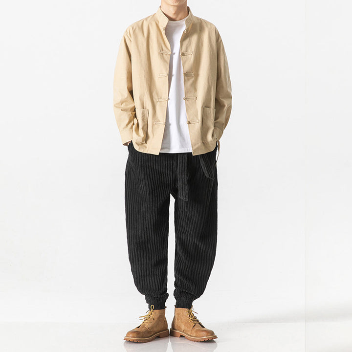 Keisuke - Calças de veludo camel