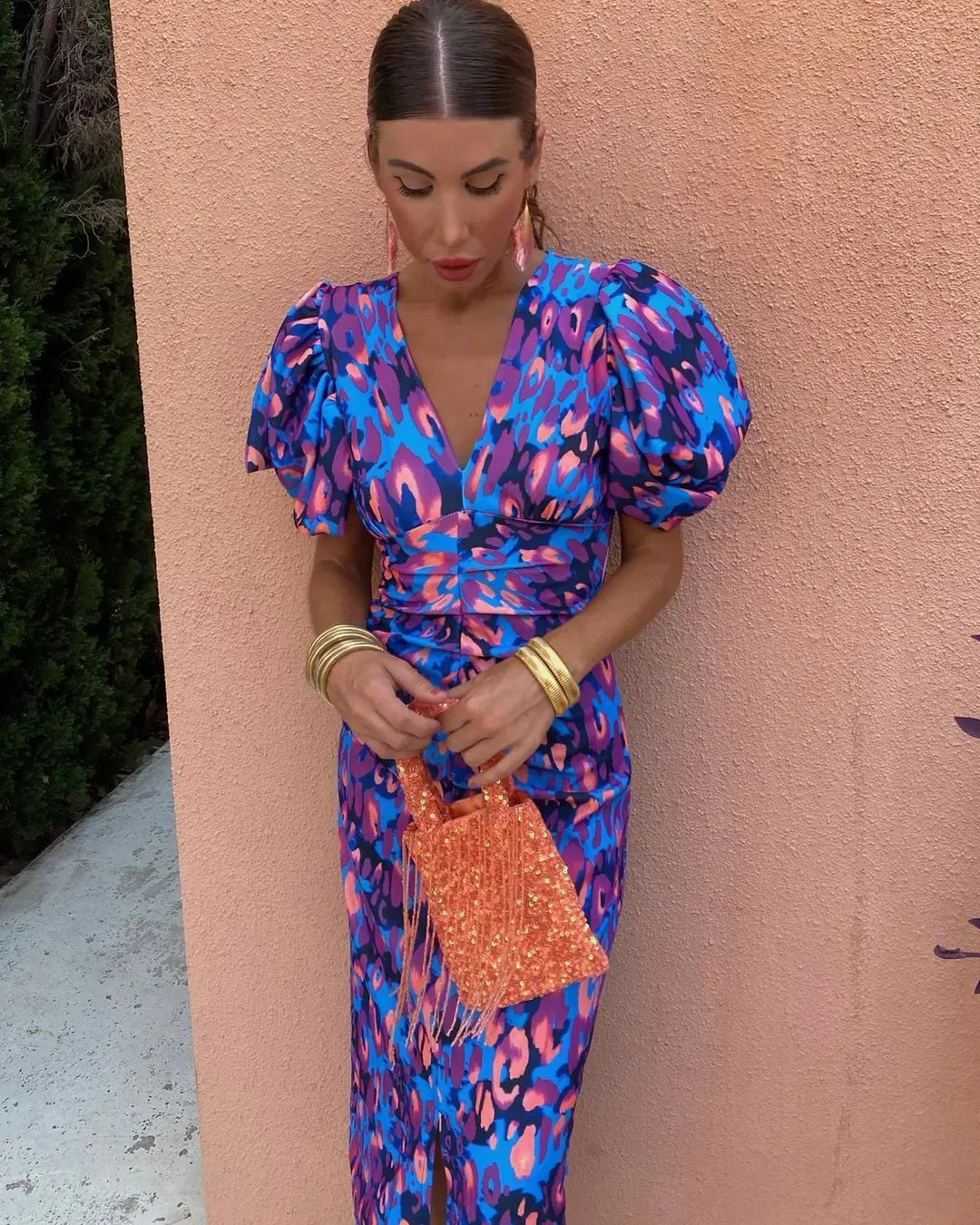 Celina - Vestido Elegante com Mangas Bufantes