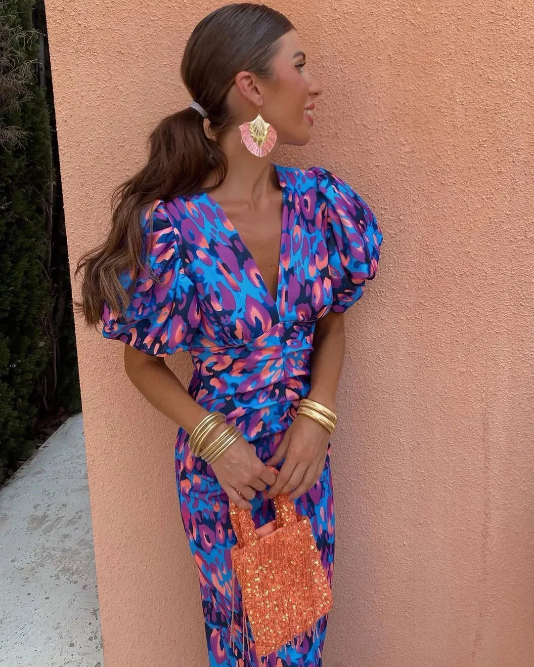 Celina - Vestido Elegante com Mangas Bufantes