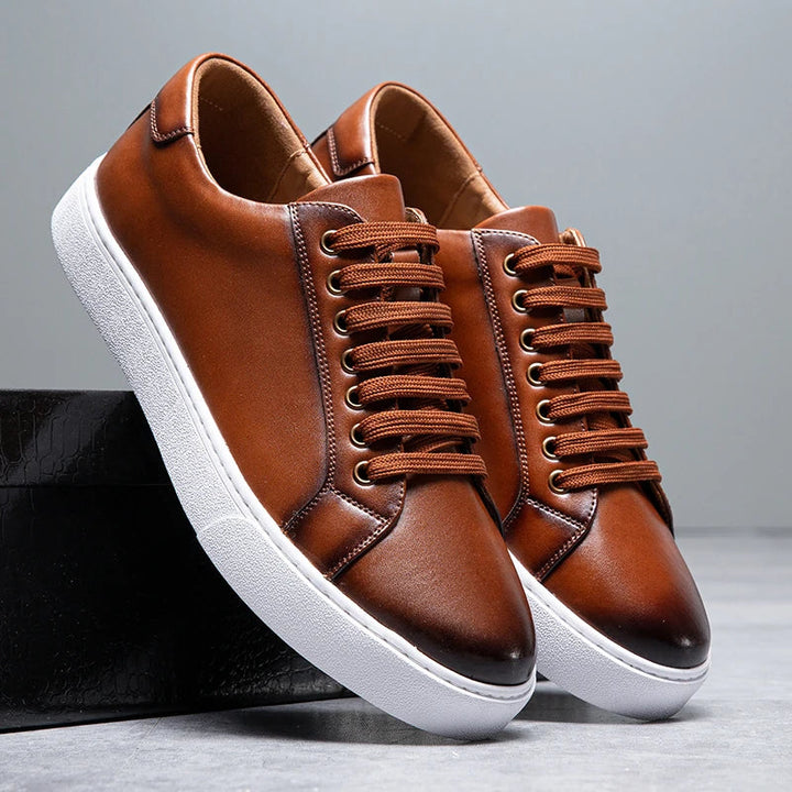 Troy - Tênis de couro masculino