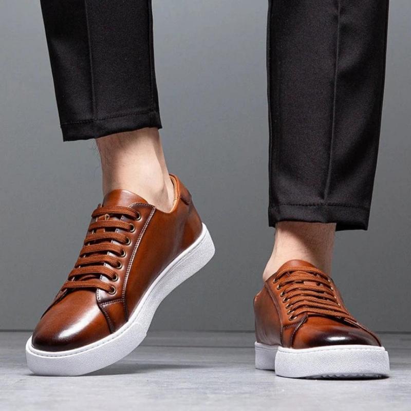 Troy - Tênis de couro masculino