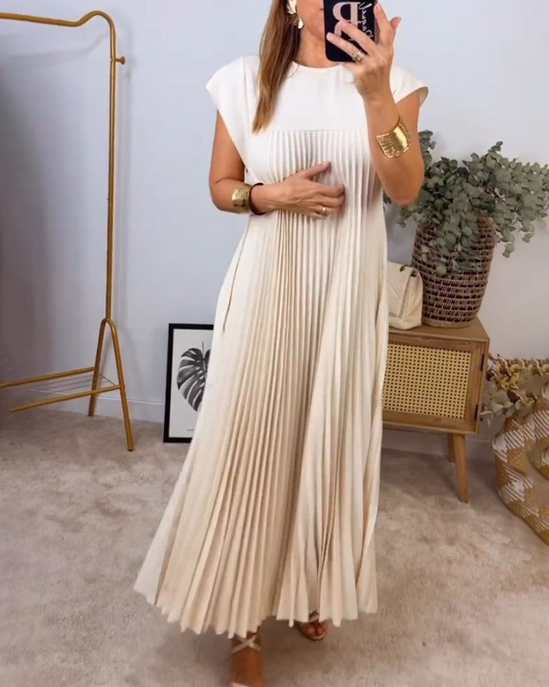Amelia - Sem mangas com pregas Vestido