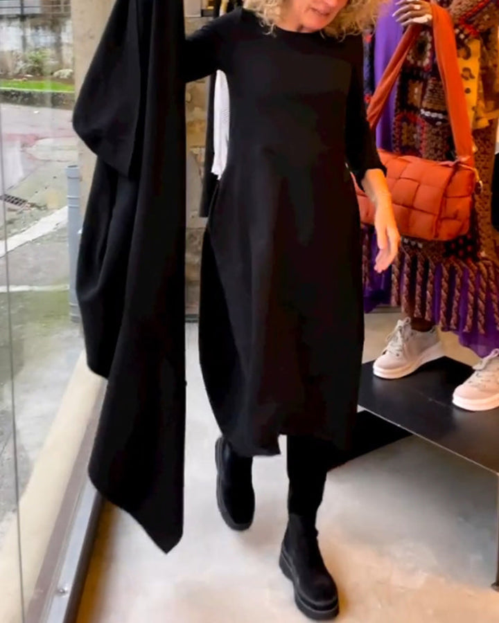 Clara Vestido Midi Outono com Bolsos