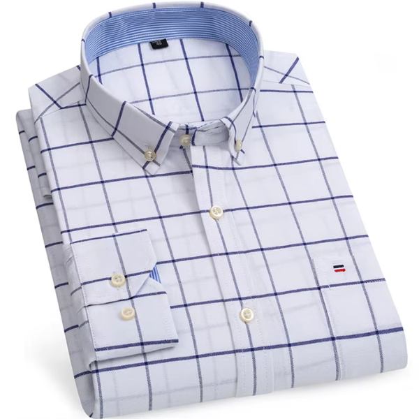 Carlos - Camisa xadrez de algodão com mangas compridas