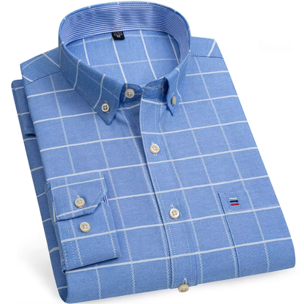Carlos - Camisa xadrez de algodão com mangas compridas