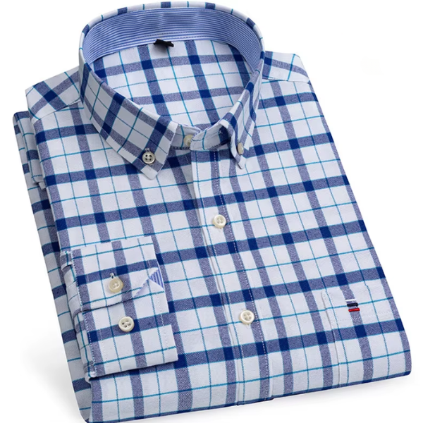 Carlos - Camisa xadrez de algodão com mangas compridas