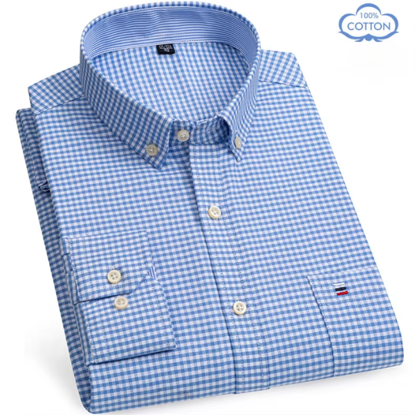Carlos - Camisa xadrez de algodão com mangas compridas