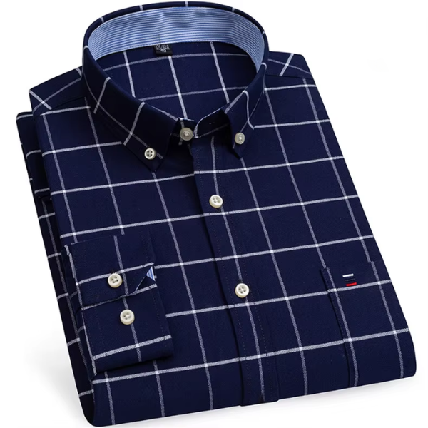 Carlos - Camisa xadrez de algodão com mangas compridas
