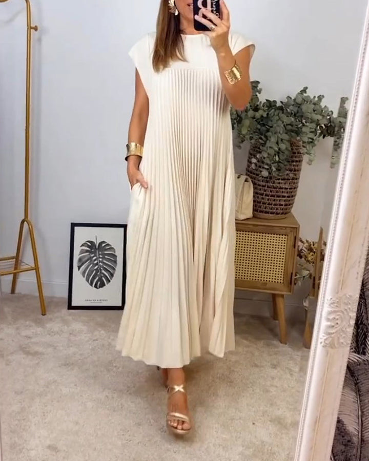Amelia - Sem mangas com pregas Vestido