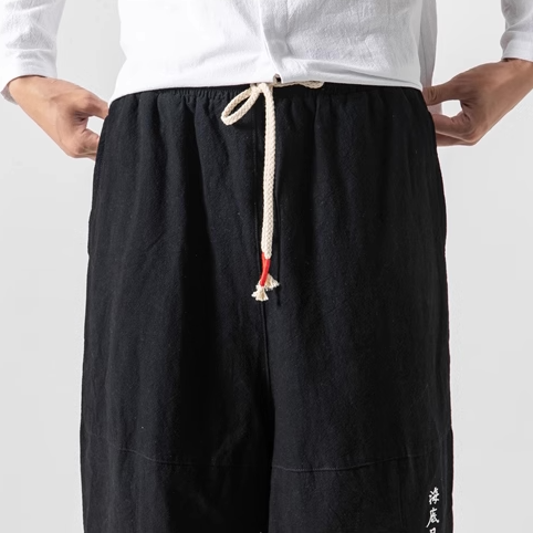 Shun - Calças japonesas confortáveis Preto