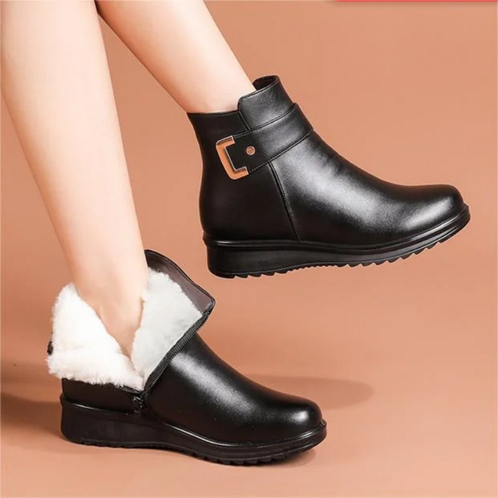 Velorna - Botas de veludo com fivela metálica em pele genuína