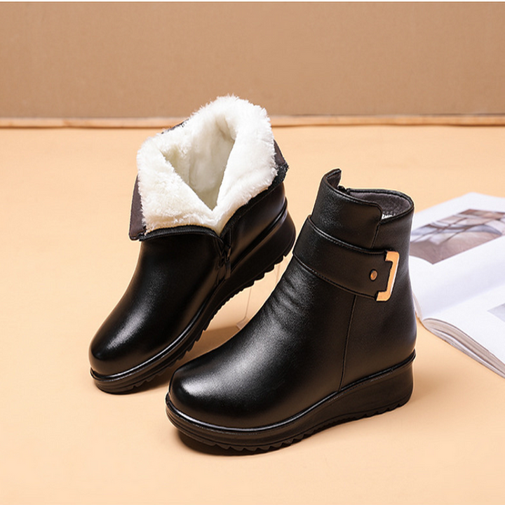 Velorna - Botas de veludo com fivela metálica em pele genuína