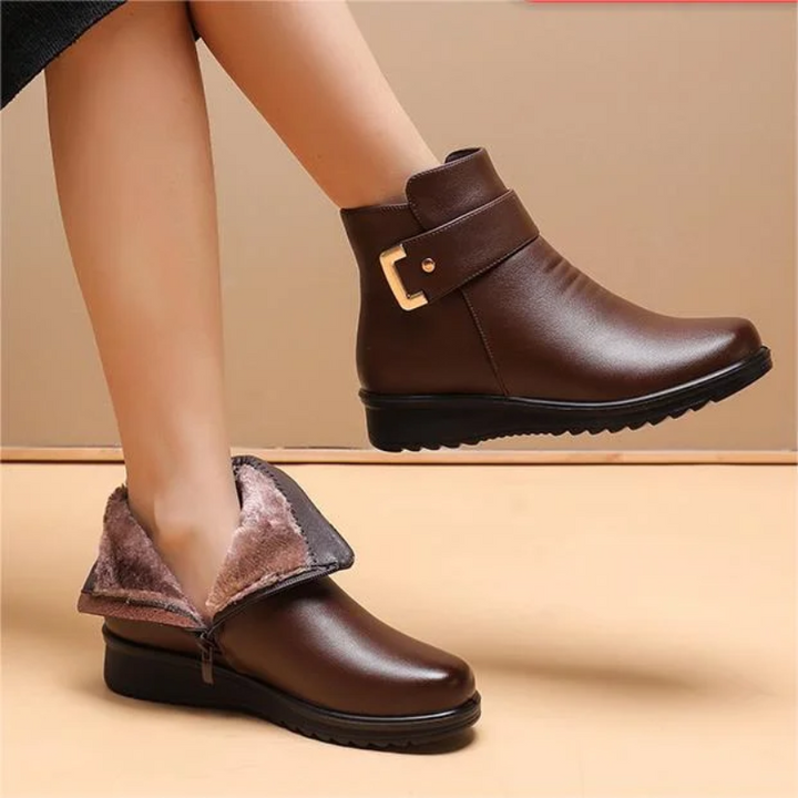 Velorna - Botas de veludo com fivela metálica em pele genuína