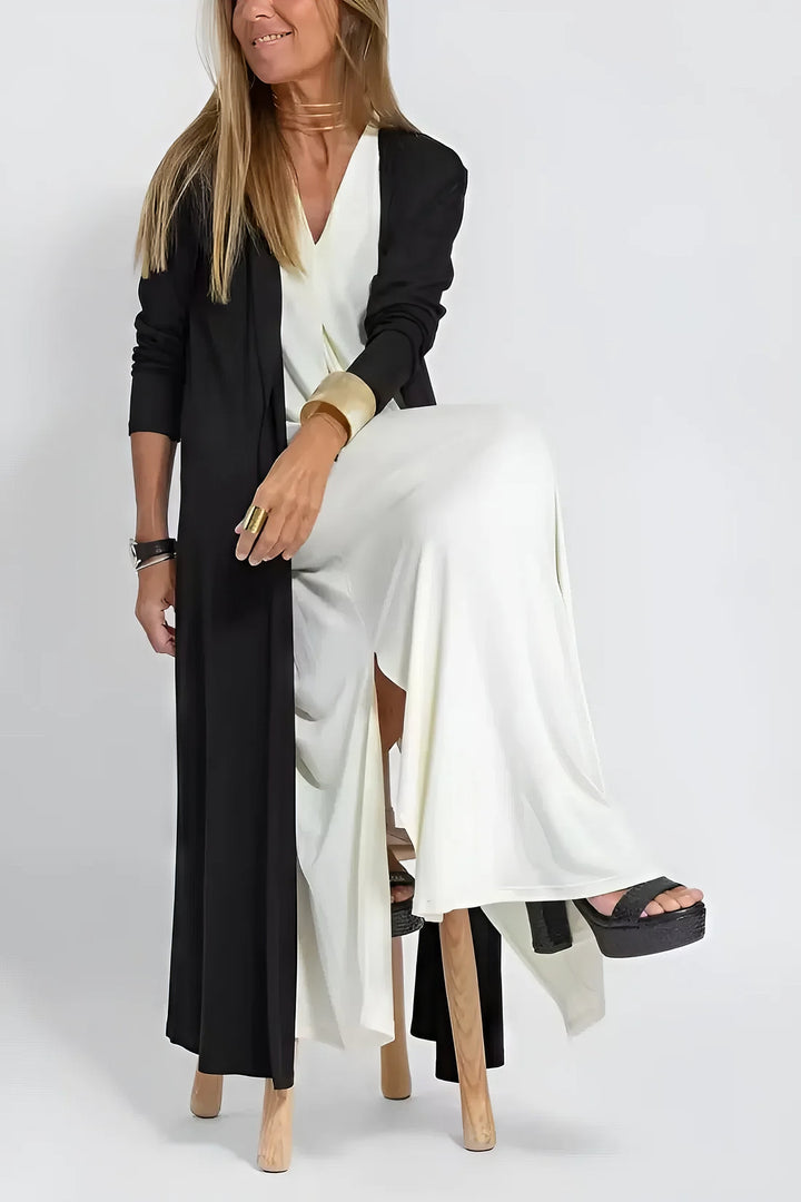 Vestido largo elegante + cárdigan a condizer DE BRINDE