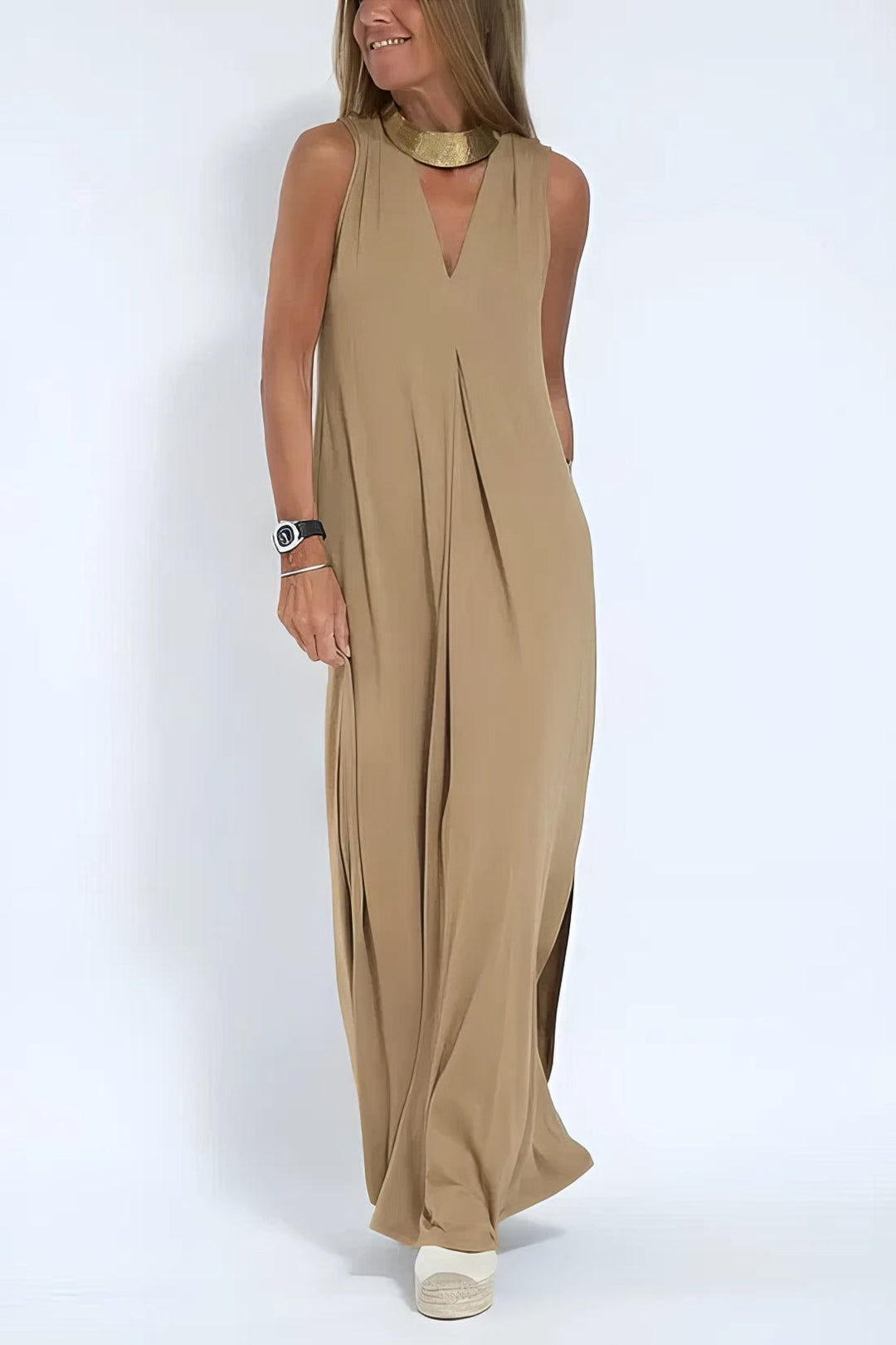 Vestido largo elegante + cárdigan a condizer DE BRINDE