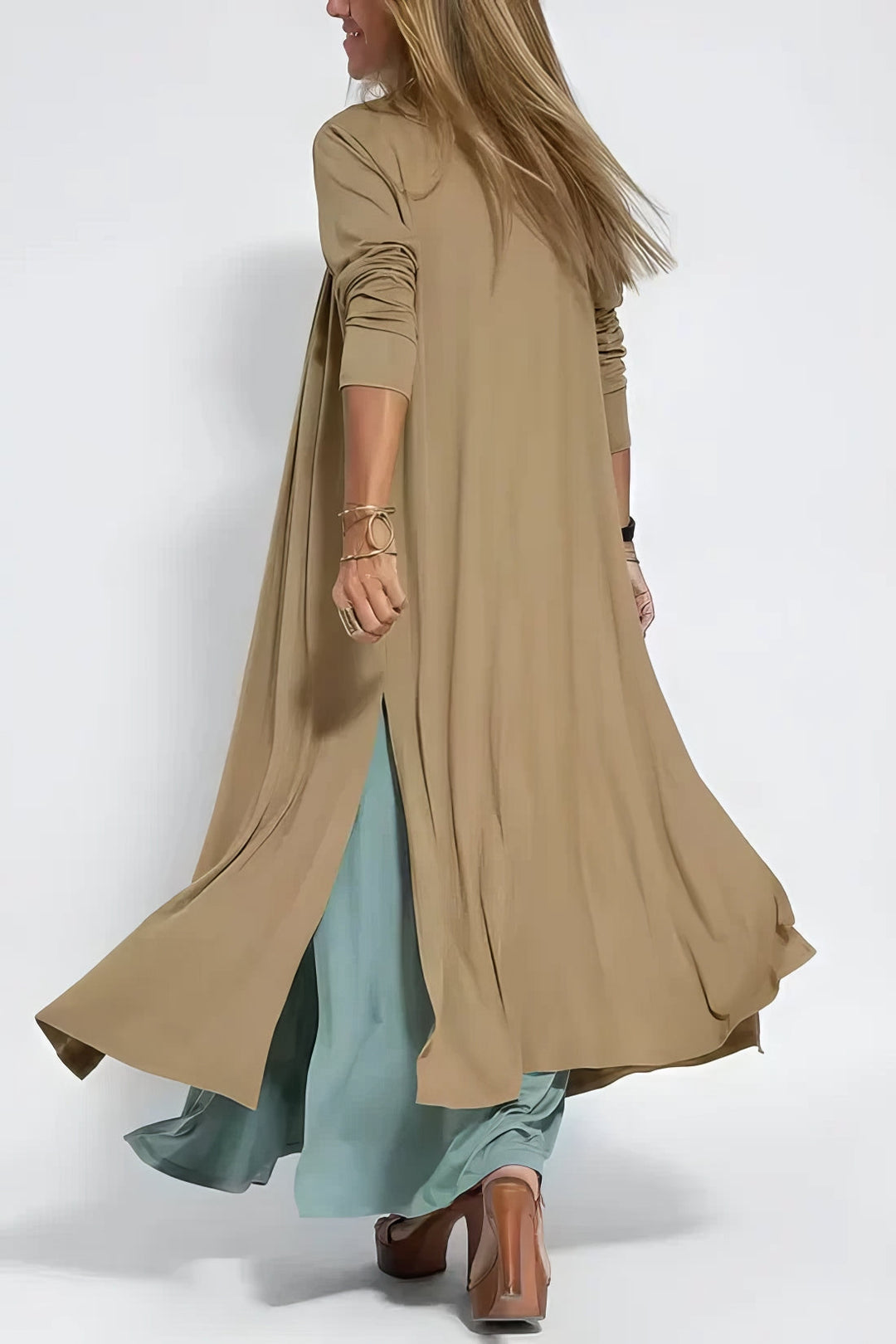Vestido largo elegante + cárdigan a condizer DE BRINDE